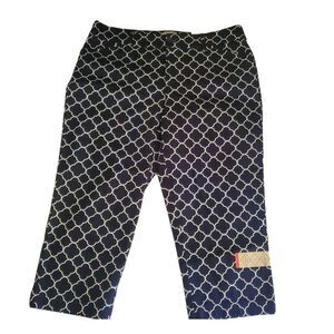 St. Johns Bay Crop Pants Womens 10 Slender Classic Fit Black White Casual New